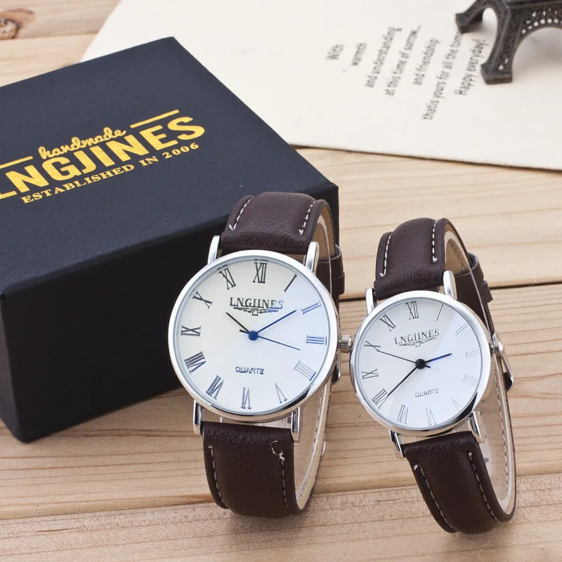 Модные Винтажные студенческие часы для пары кожаные кварцевые лучших брендов