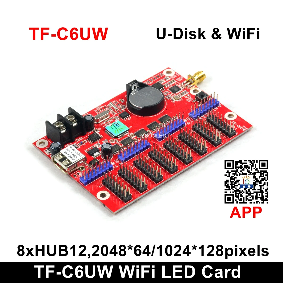 Factory Price LongGreat TF-C6UW WIFI communication LED Display Card, Support 1024*128 pixels P10 Single Color Scrolling Sign
Factory Price LongGreat TF-C6UW WIFI communication LED Display Card, Support 1024*128 pixels P10 Single Color Scrolling Sign