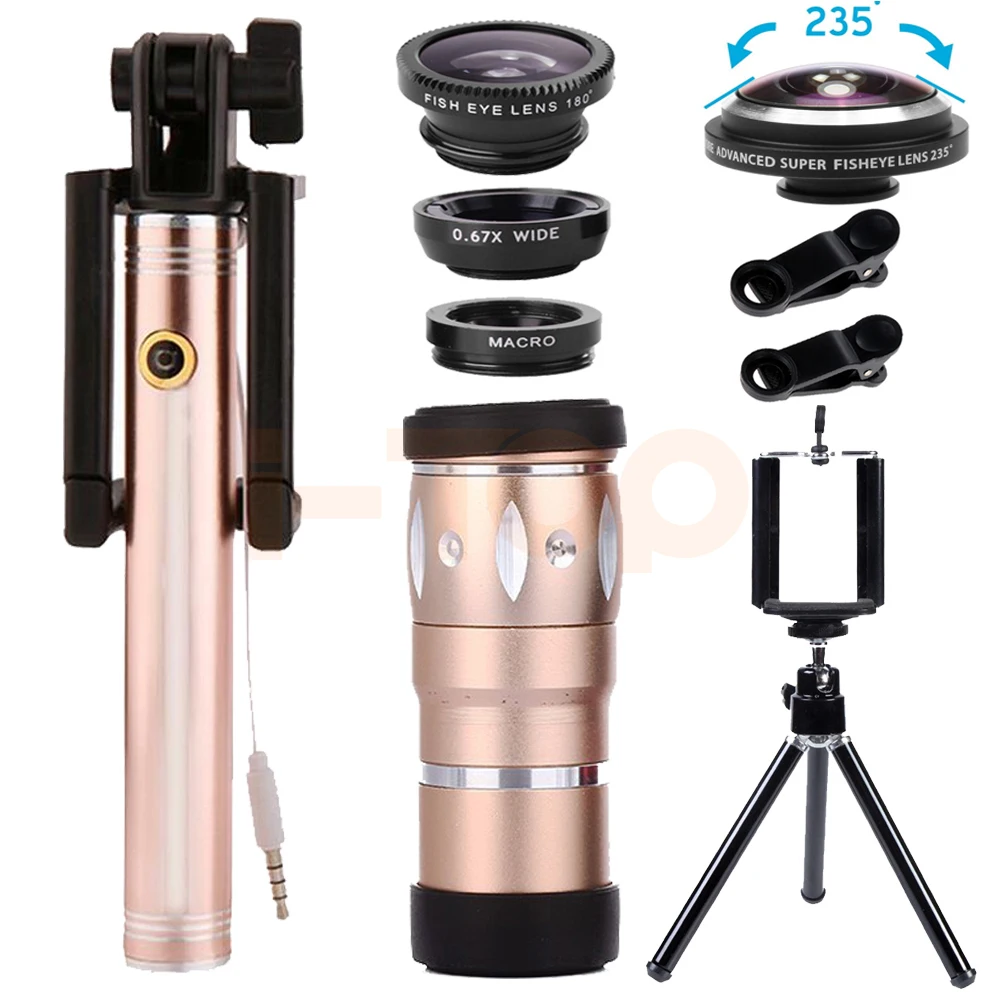 2017 10X Telephoto Zoom Lens Telescope Wide Angle Macro 235 degrees Fisheye Lentes Selfie Stick For Smartphone Phone lenses Kit
2017 10X Telephoto Zoom Lens Telescope Wide Angle Macro 235 degrees Fisheye Lentes Selfie Stick For Smartphone Phone lenses Kit