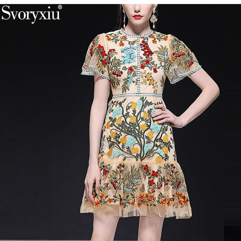 Svoryxiu Designer Summer Party Mermaid Dresses Women's Short Sleeve High End Flower Embroidery Mesh Ruffles Sexy Mini Dress
Svoryxiu Designer Summer Party Mermaid Dresses Women's Short Sleeve High End Flower Embroidery Mesh Ruffles Sexy Mini Dress