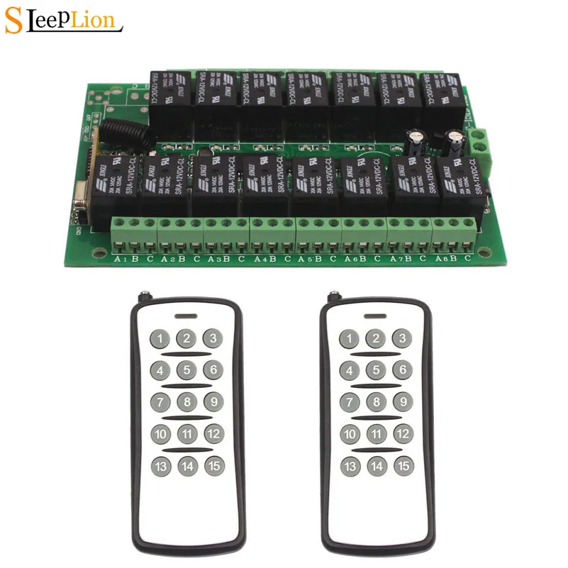 Sleeplion DC 12V 10A Relay Switch 15CH Circuit Board Wireless RF Remote Control Transmitter+ 12V Switch Receiver Kit
Sleeplion DC 12V 10A Relay Switch 15CH Circuit Board Wireless RF Remote Control Transmitter+ 12V Switch Receiver Kit