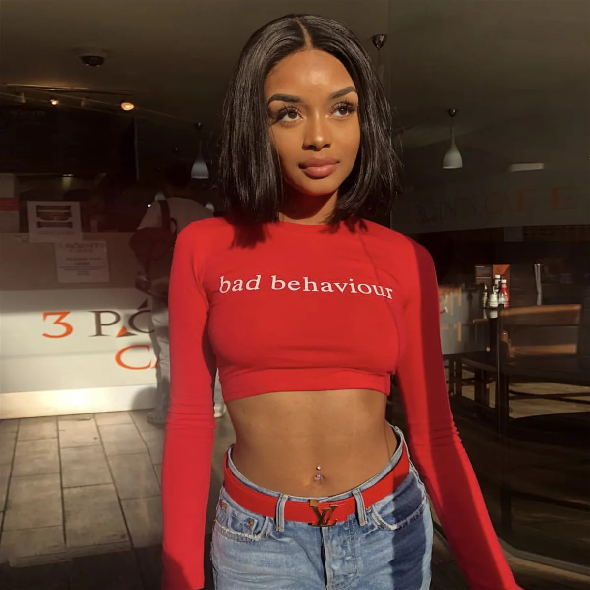 2019 New Crop Solid Red T-shirt with White Letter Bad Behaviour O Neck Full Sleeve Sporting Casual Women Tops Tees Tshirt
2019 New Crop Solid Red T-shirt with White Letter Bad Behaviour O Neck Full Sleeve Sporting Casual Women Tops Tees Tshirt