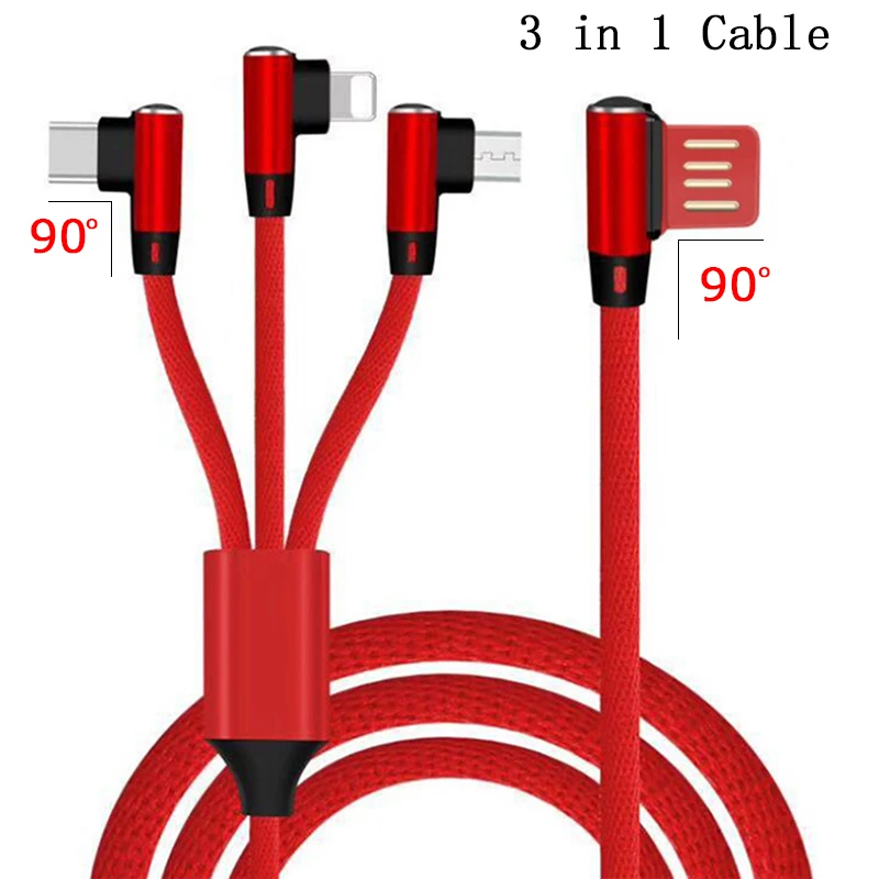1.5m 90 Degree Fast Charging 3 in 1 usb c cable Type-c data Cord Charger Micro For Lightning Charging For Samsung For Xiaomi mi6
1.5m 90 Degree Fast Charging 3 in 1 usb c cable Type-c data Cord Charger Micro For Lightning Charging For Samsung For Xiaomi mi6