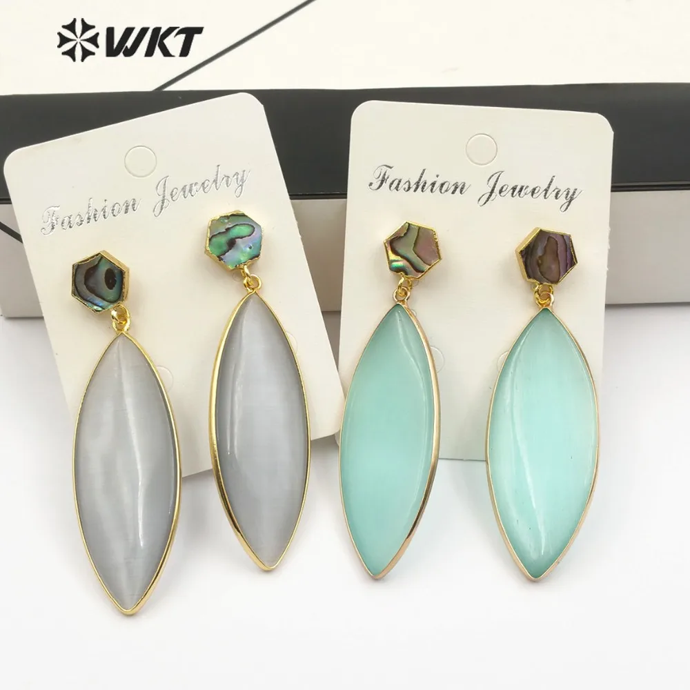 WT-E488 Pink Mint Green Grey Color Cat Eye Earring Abalone Shell Stud With Gem-stones Dangling Earring Boho Jewelry For Women
WT-E488 Pink Mint Green Grey Color Cat Eye Earring Abalone Shell Stud With Gem-stones Dangling Earring Boho Jewelry For Women