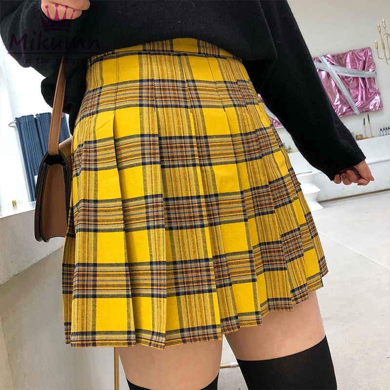 Harajuku Women Black Yellow Plaid Pleated Skirts Gothic Punk Female Shorts Skirt Hot Sale High Waist Mini Skirt Plus Size Saias
Harajuku Women Black Yellow Plaid Pleated Skirts Gothic Punk Female Shorts Skirt Hot Sale High Waist Mini Skirt Plus Size Saias