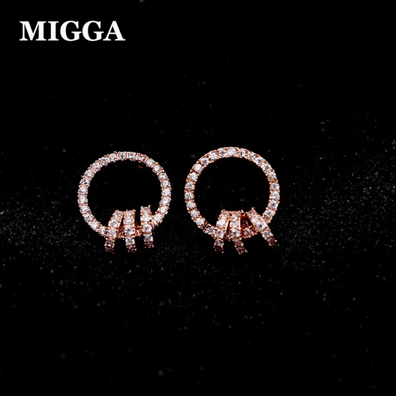 MIGGA Trendy Round Circles Cubic Zirconia Earrings Rose Gold Color CZ Crystal Stud Earrings Women Brincos
MIGGA Trendy Round Circles Cubic Zirconia Earrings Rose Gold Color CZ Crystal Stud Earrings Women Brincos