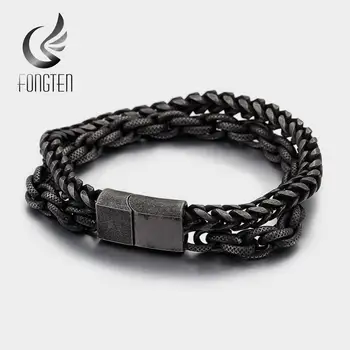 Fongten Double Layer Vintage Charm Viking Bracelet Stainless Steel Black Large Wave Link Chain Men Bracelets Jewelry
Fongten Double Layer Vintage Charm Viking Bracelet Stainless Steel Black Large Wave Link Chain Men Bracelets Jewelry
