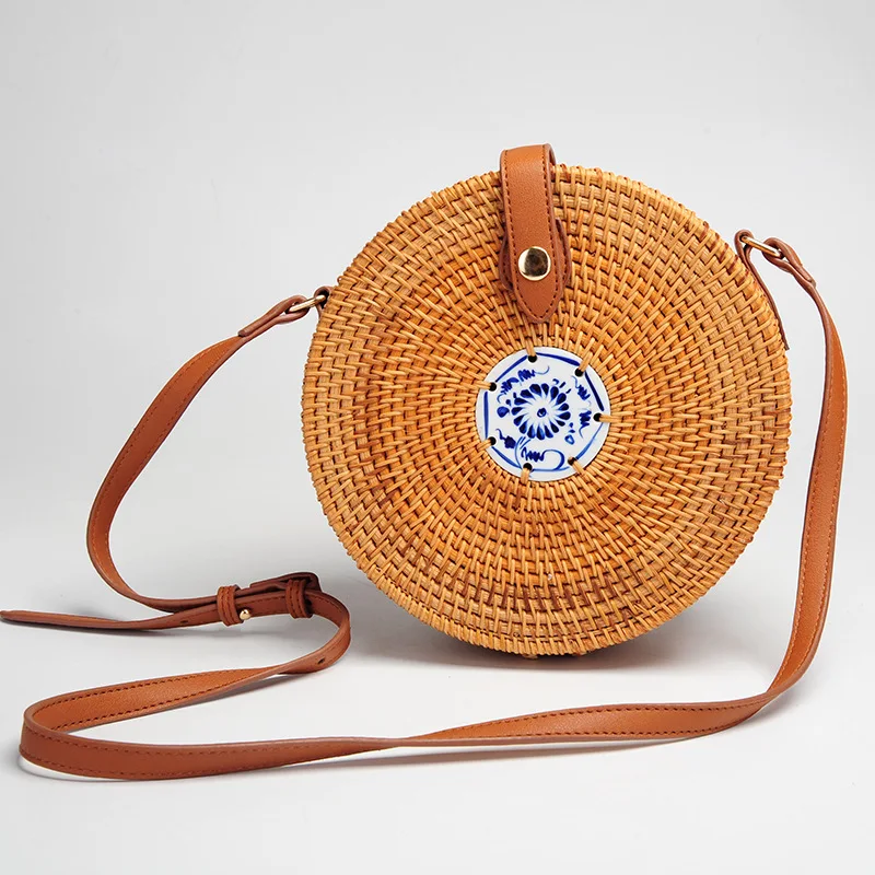 Travel Summer Bag for Ladies Blue and White Porcelain Decoration Women Circle Straw Bag Handmade Rattan Bag Knitting bag
Travel Summer Bag for Ladies Blue and White Porcelain Decoration Women Circle Straw Bag Handmade Rattan Bag Knitting bag