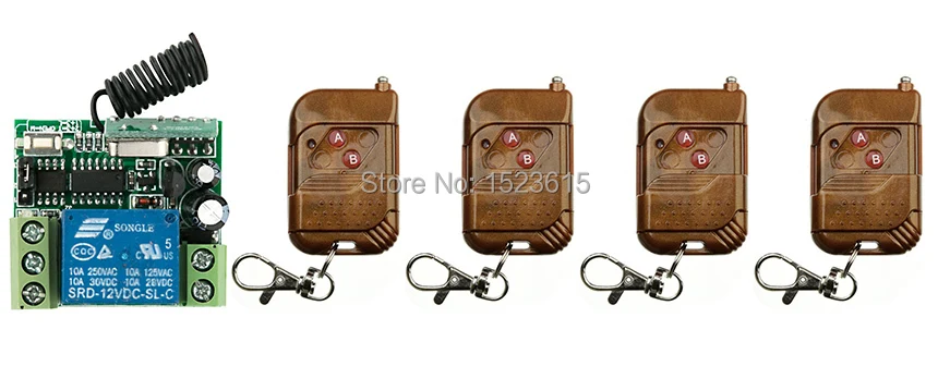 NEW DC12V 1CH 10A wireless remote control switch system teleswitch 4X Transmitter + 1X Receiver relay smart house z-wave
NEW DC12V 1CH 10A wireless remote control switch system teleswitch 4X Transmitter + 1X Receiver relay smart house z-wave