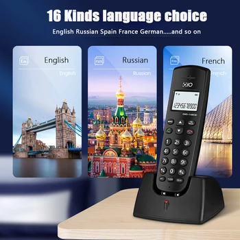 16 languages Digital Cordless Fixed Telephone With Call ID Handsfree Alarm Mute LED Screen Wireless Fixed Phone For Home Hotel 
16 languages Digital Cordless Fixed Telephone With Call ID Handsfree Alarm Mute LED Screen Wireless Fixed Phone For Home Hotel