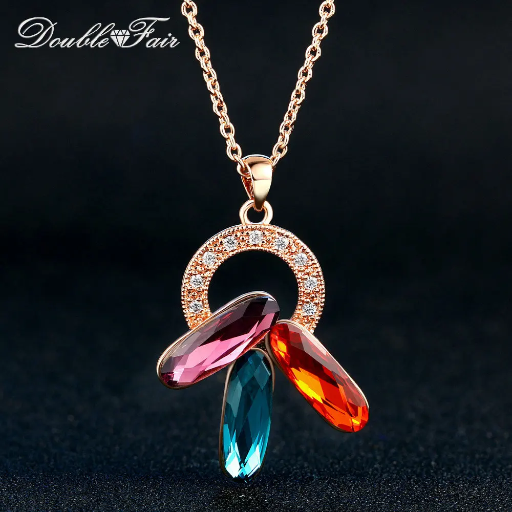 Double Fair Multicolor Long Oval Cubic Zirconia Necklaces & Pendants Rose Gold Color Wedding Chain Jewelry For Women DFN073
Double Fair Multicolor Long Oval Cubic Zirconia Necklaces & Pendants Rose Gold Color Wedding Chain Jewelry For Women DFN073