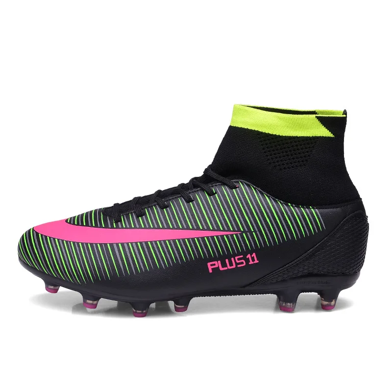 Image Kids Boy Girls Outdoor Soccer Cleats Shoes TF FG Ankle Top Football Boots Soccer Training Sneakers Child Sports Shoes EU32  38