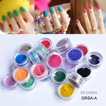 

GRSA 24Boxes 3D Flocking Velvet Powder Villus Powder for Nail Art-Free Shipping Wholesale (fashion 24colors)Velvet Powder