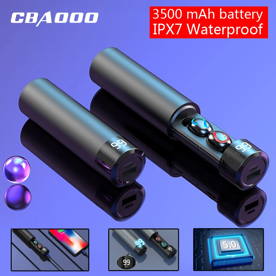 Беспроводные стереонаушники CBAOOO TWS Bluetooth 5 0 8D водонепроницаемые наушники IPX7 мини