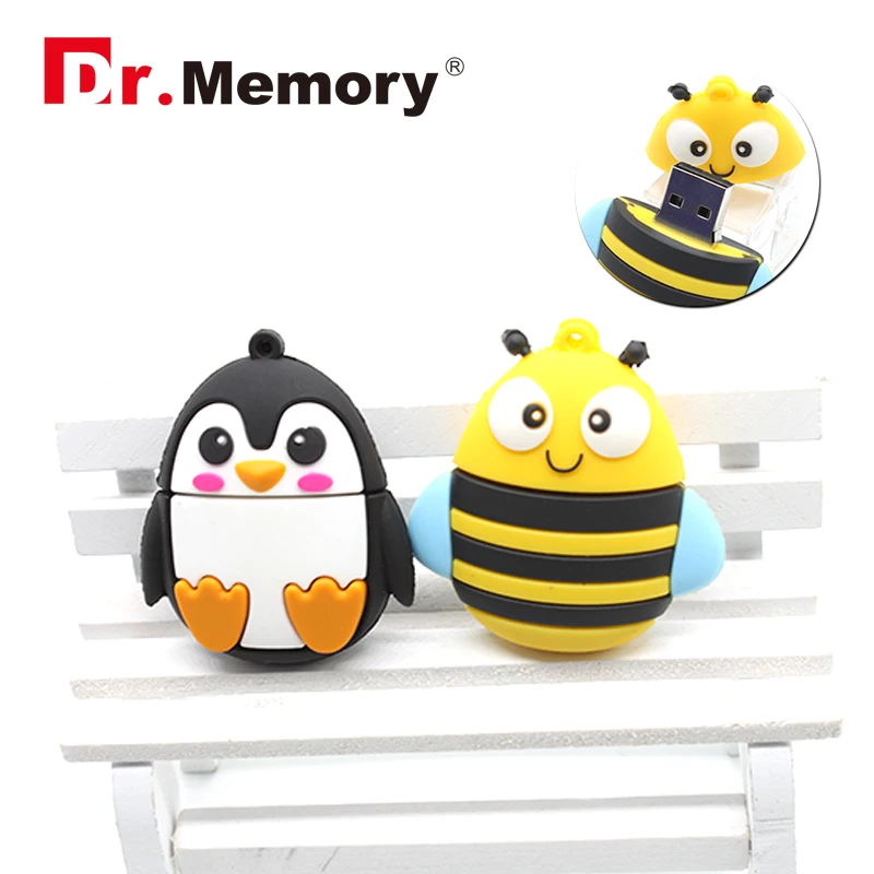 

Cartoon Penguin Bee Mini USB 2.0 Flash Drives Real Capacity 4GB 8GB 16GB Memory Stick Cute Pendrive 32GB U Disk Animal Pen Drive