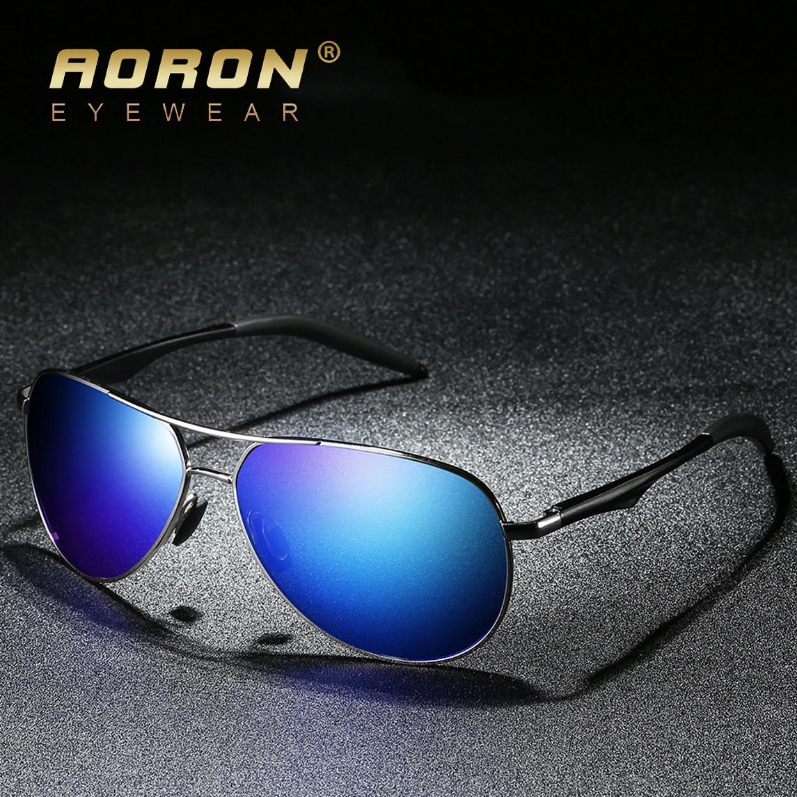 Фото Мужские поляризованные солнцезащитные очки зеркальные синие для вождения