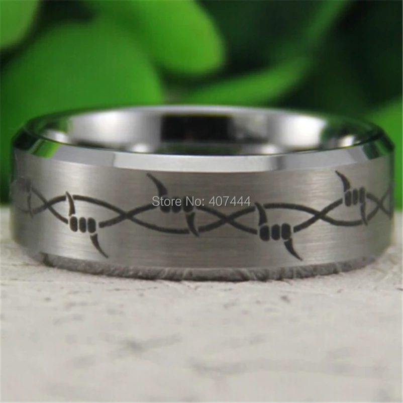 Free Shipping YGK JEWELRY Hot Sales 8MM Satin Silver Bevel Thorn Design New Men's Fashion Tungsten Wedding Ring
Free Shipping YGK JEWELRY Hot Sales 8MM Satin Silver Bevel Thorn Design New Men's Fashion Tungsten Wedding Ring