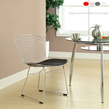 Wire Stoel unupholstered Minimalist Modern Iron dining chairs wire chromed steel with and PU cushion
Wire Stoel unupholstered Minimalist Modern Iron dining chairs wire chromed steel with and PU cushion