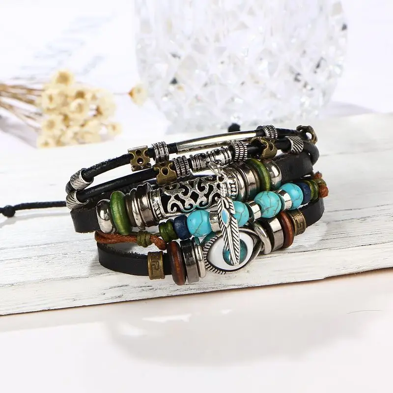 2019 New Handmade Adjustable Multilayer Wide Genuine Leather Cuff Bracelet Men Bohemian Vintage Feather Evil Eye Charm Bracelets
2019 New Handmade Adjustable Multilayer Wide Genuine Leather Cuff Bracelet Men Bohemian Vintage Feather Evil Eye Charm Bracelets