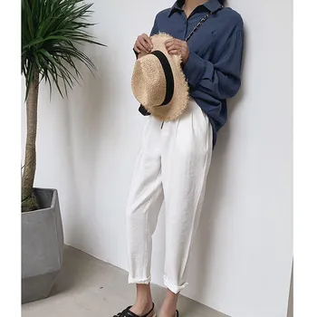 Women High Waist Linen Pants Elegant Solid Ankle-Length Harem Pants Pockets Female Casual Loose Summer Trousers
Women High Waist Linen Pants Elegant Solid Ankle-Length Harem Pants Pockets Female Casual Loose Summer Trousers