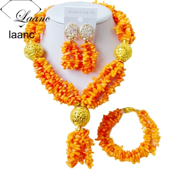 Laanc Nigerian Wedding African Beads Orange Beaded Coral Sets Jewelry Necklace Earrings for Women AL489
Laanc Nigerian Wedding African Beads Orange Beaded Coral Sets Jewelry Necklace Earrings for Women AL489