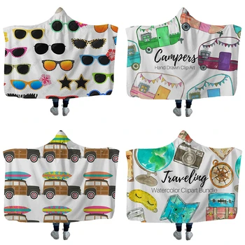 Outing Picnic Printed Hooded Blanket Home Couch Bed Throw Blanket Travel Aircraft Train Cold-proof Blanket for Adults Kids 
Outing Picnic Printed Hooded Blanket Home Couch Bed Throw Blanket Travel Aircraft Train Cold-proof Blanket for Adults Kids