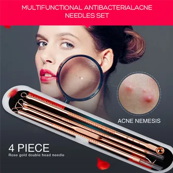 Rose Gold 4pcs/set Blackhead Comedone Acne Pimple Belmish Extractor Vacuum Blackhead Remover Tool Spoon for Face Skin Care Tool
Rose Gold 4pcs/set Blackhead Comedone Acne Pimple Belmish Extractor Vacuum Blackhead Remover Tool Spoon for Face Skin Care Tool