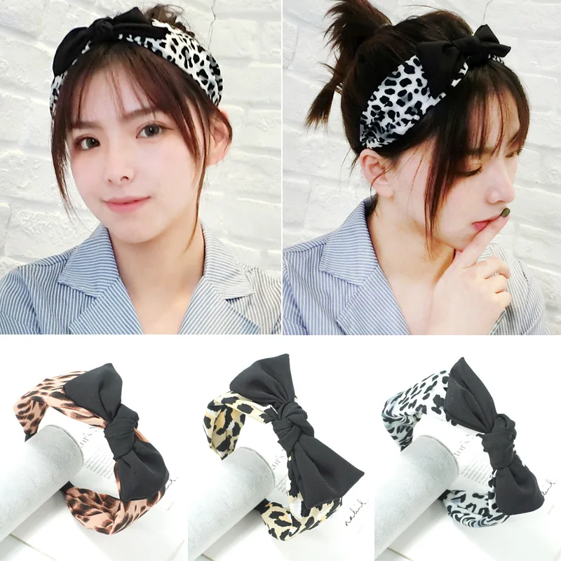 women Leopard head hoop black bow hand knotted color matching wild head wear headband new hair accessories
women Leopard head hoop black bow hand knotted color matching wild head wear headband new hair accessories