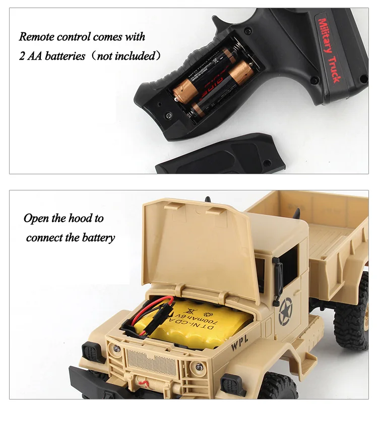 13 High Speed four-wheel Drive Remote Control Car Toy Off-road Vehicle Climbing Car 2.4G Radio Remote Control Military Truck RC B14