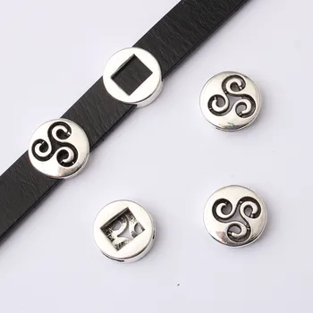 

20pcs Triskele Triskelion Triple Spiral Slider Spacer Beads For 13mm Flat Leather Cord Jewelry Making Findings