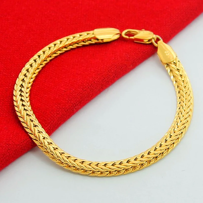 wholesale 24k gold GP 6.5MM Width men's bracelet 20CM Free Shipping.Fashion pure Gold Color men Jewelry Bracelet
wholesale 24k gold GP 6.5MM Width men's bracelet 20CM Free Shipping.Fashion pure Gold Color men Jewelry Bracelet