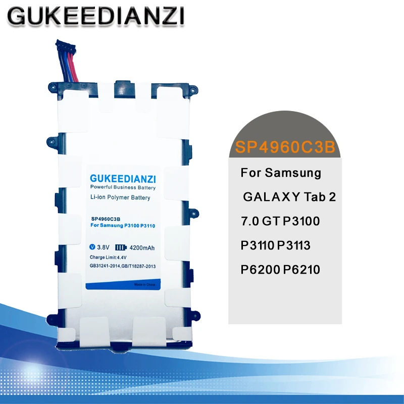 GUKEEDIANZI SP4960C3B 4200mAh Replacement Battery For Samsung GALAXY Tab 2 7.0 GT P3100 P3110 P3113 P6200 P6210 Bateria
GUKEEDIANZI SP4960C3B 4200mAh Replacement Battery For Samsung GALAXY Tab 2 7.0 GT P3100 P3110 P3113 P6200 P6210 Bateria
