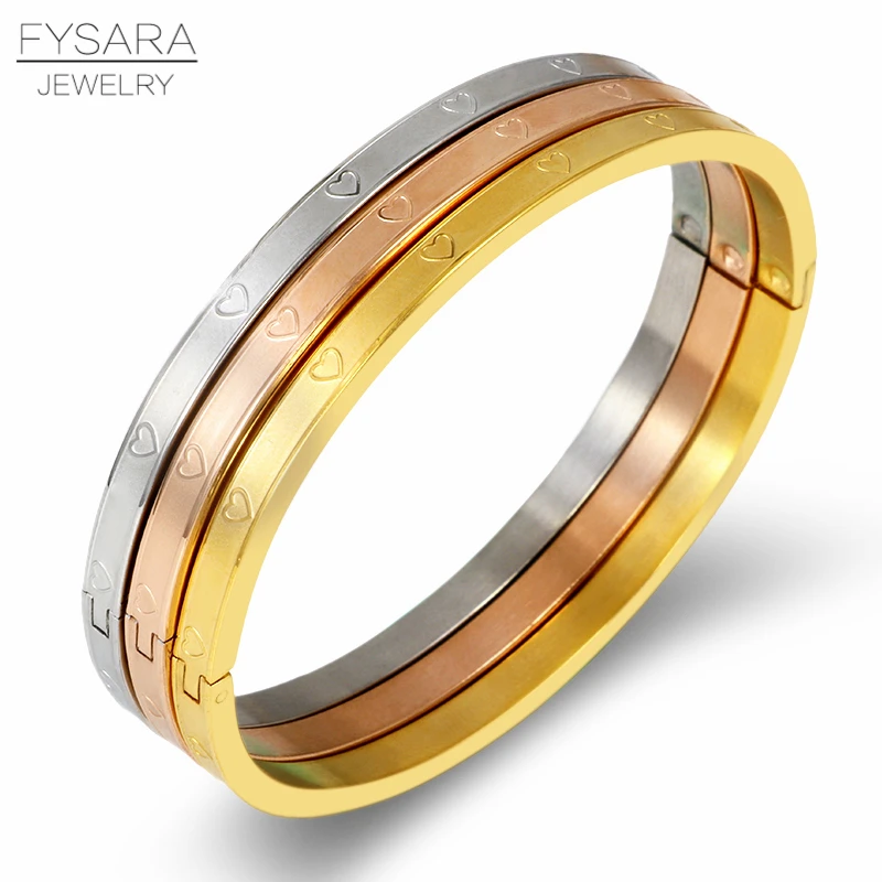 FYSARA 3pcs/Set 361L Stainless Steel Heart Bangles Bracelets Set For Women Gold Color Thin Bangles Love Jewelry Vatentines Gift
FYSARA 3pcs/Set 361L Stainless Steel Heart Bangles Bracelets Set For Women Gold Color Thin Bangles Love Jewelry Vatentines Gift