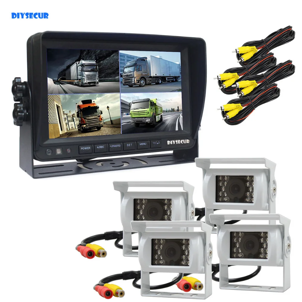 DIYSECUR Video Recording 7inch 4 Split QUAD Rear View Monitor Car Monitor + 4 x CCD IR Night Vision Rear View Camera White
DIYSECUR Video Recording 7inch 4 Split QUAD Rear View Monitor Car Monitor + 4 x CCD IR Night Vision Rear View Camera White