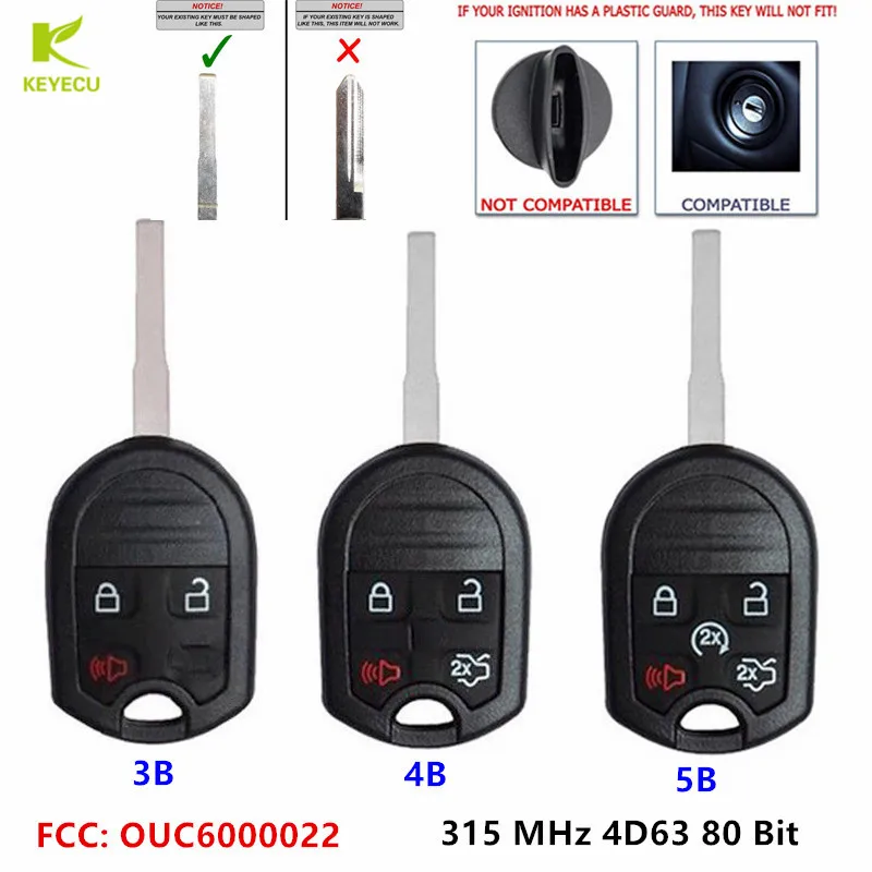 KEYECU 2PCS X Replacement Keyless Remote Head Key Fob 315 MHz 4D63 Chip for Ford Escape C-Max Fiesta Focus FCC: OUC6000022
KEYECU 2PCS X Replacement Keyless Remote Head Key Fob 315 MHz 4D63 Chip for Ford Escape C-Max Fiesta Focus FCC: OUC6000022