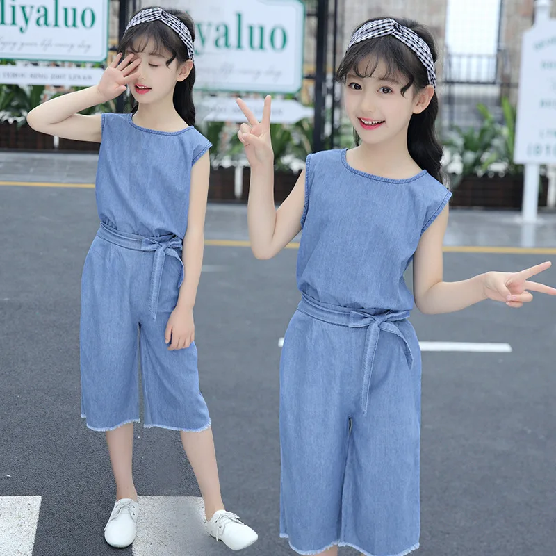 Teens Girl Summer Sleeveless Denim Shirt and Pant Sets Children Clothing Set Summer Youth Clothes Teenagers Casual Knits
Teens Girl Summer Sleeveless Denim Shirt and Pant Sets Children Clothing Set Summer Youth Clothes Teenagers Casual Knits