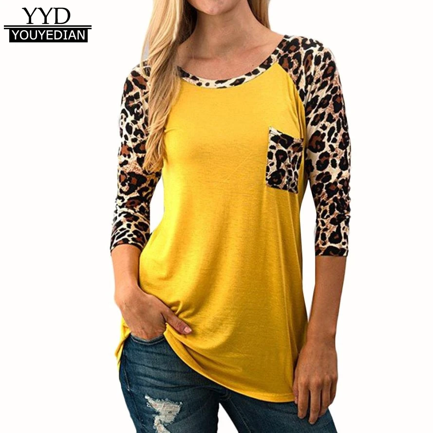 Women Tops 2019 luxury t shirt Leopard Printed Fashion O Neck Long Sleeve Pocket Casual T-Shirts Tee poleras manga larga mujer
Women Tops 2019 luxury t shirt Leopard Printed Fashion O Neck Long Sleeve Pocket Casual T-Shirts Tee poleras manga larga mujer