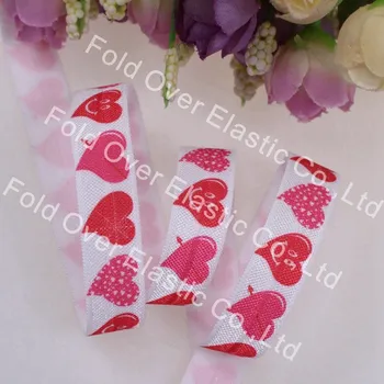 Free shipping 5/8 inch fold over elastic Valentine's hearts printed foe elastic for hair tie, 100 yards/roll
Free shipping 5/8 inch fold over elastic Valentine's hearts printed foe elastic for hair tie, 100 yards/roll