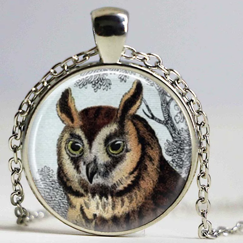 Image Owl Jewelry necklace Owl Glass Pendant Owl necklace  Snowy Owl Bag Pendant Christmas Gift for Women for Men