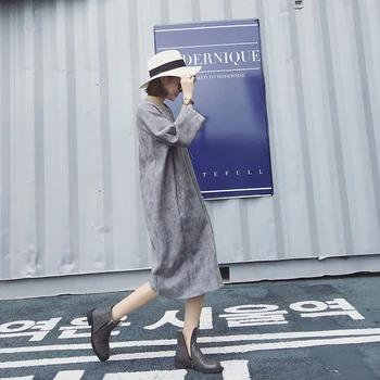 Customize Spring Autumn Winter Womens Pockets Pink Black Green Blue Faux Suede Dress All-match Leisure Nine Point Sleeves Dress 
Customize Spring Autumn Winter Womens Pockets Pink Black Green Blue Faux Suede Dress All-match Leisure Nine Point Sleeves Dress