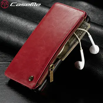 

CaseMe Detachable Leather Wallet Case For Galaxy Note 9 With Zipper Slots Credit Card Slots 2 in 1 Removable Flip Leather Wallet
