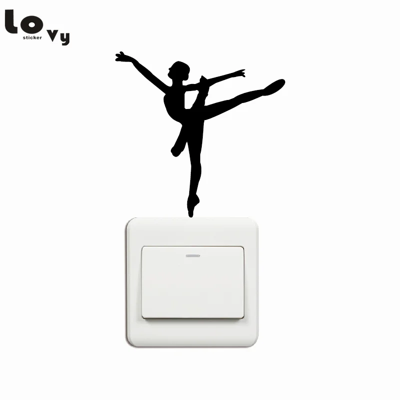 

Ballet Dancer Dancing Silhouette Vinyl Switch Sticker Cartoon Ballet Wall Stickers for Music Room Bedroom Decor