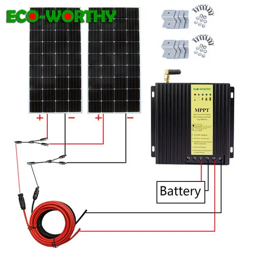 ECOworthy 300W off Grid Solar System 2x 160w Solar Panel & 20A MPPT controller Battery Charge 12V Caravan Home
ECOworthy 300W off Grid Solar System 2x 160w Solar Panel & 20A MPPT controller Battery Charge 12V Caravan Home