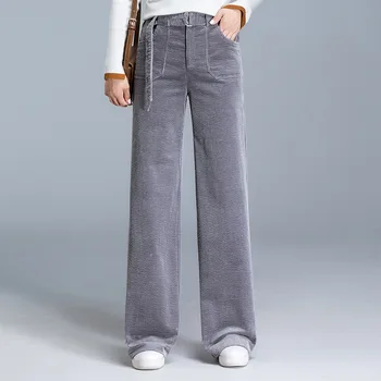 ACRMRAC Women pants Slim Autumn And Winter gray Corduroy High waist pants Loose Wide leg pants casual pants Women G8886
ACRMRAC Women pants Slim Autumn And Winter gray Corduroy High waist pants Loose Wide leg pants casual pants Women G8886