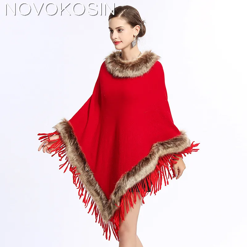 SC134 Women Capes Printed Poncho 2018 Winter Faux Fox Fur Shawl Knitted Triangle Tassel Sweater Plus Size Pullover Coat Fur Neck
SC134 Women Capes Printed Poncho 2018 Winter Faux Fox Fur Shawl Knitted Triangle Tassel Sweater Plus Size Pullover Coat Fur Neck