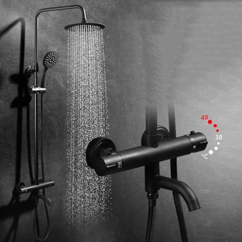 Luxury 8" Black Rainfall Shower Mixers Thermostatic Temperature Control Shower Faucet Rotation Tub Filler + Hand Shower
Luxury 8" Black Rainfall Shower Mixers Thermostatic Temperature Control Shower Faucet Rotation Tub Filler + Hand Shower