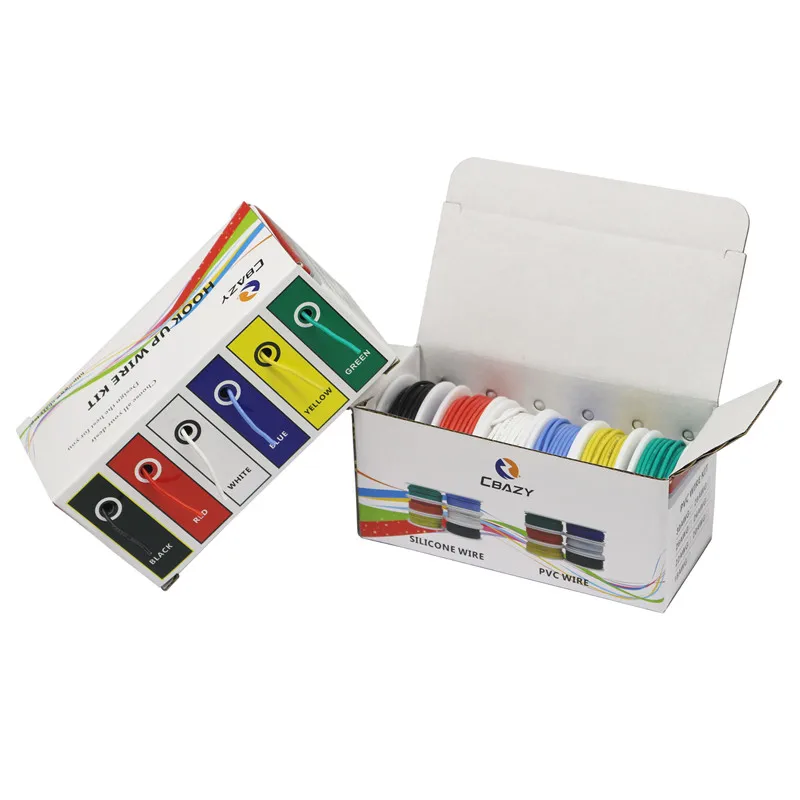 20AWG 36m/box Flexible Silicone Rubber Cable Wire Tinned Copper line Kit mix 6 Colors Electrical Wire DIY
20AWG 36m/box Flexible Silicone Rubber Cable Wire Tinned Copper line Kit mix 6 Colors Electrical Wire DIY