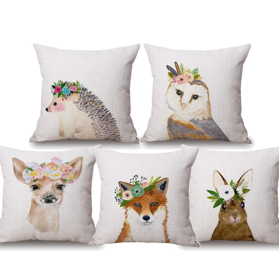 Hedgehog Owl Flamingo Birds Bear Fox Deer Animal Garland Flower Cushion Covers Beige Linen Pillow Covers 45X45cm Sofa Decor
Hedgehog Owl Flamingo Birds Bear Fox Deer Animal Garland Flower Cushion Covers Beige Linen Pillow Covers 45X45cm Sofa Decor