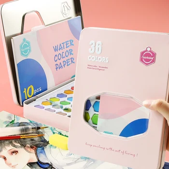 Professional Watercolor Pigment Set 36color Water color Painting Hand painted Portable Painting Set Iron Box artist art Supplies
Professional Watercolor Pigment Set 36color Water color Painting Hand painted Portable Painting Set Iron Box artist art Supplies