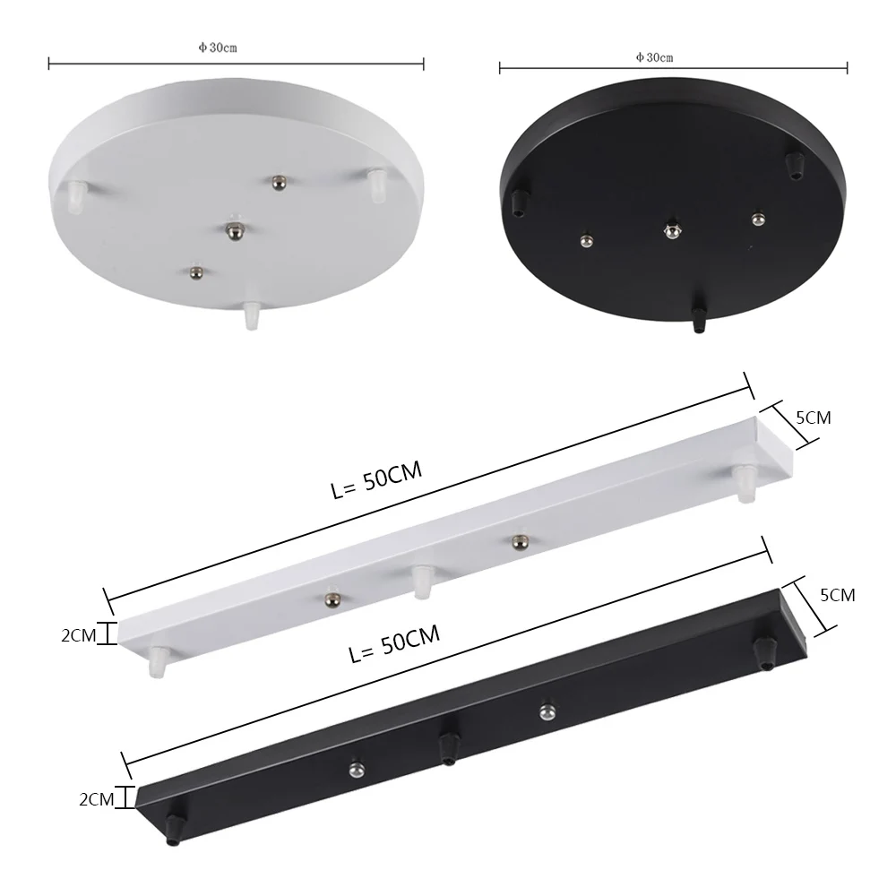 pendant lamp Black/White Iron Pendant Lamp Bases 3holes Accessories black white Round Rectangular rose canopy Plate | Лампы и